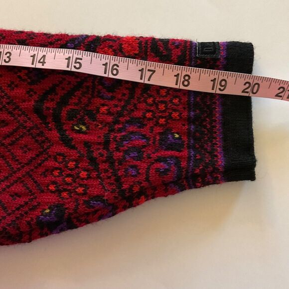 Dale Of Norway Womans M Wool Cardigan Sweater Red Nordic Fair isle Floral - Picture 14 of 15